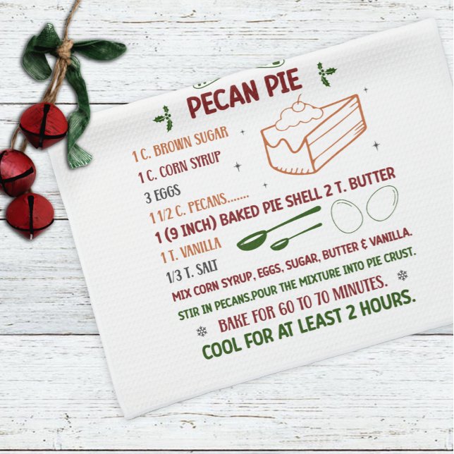 Holiday Pecan Pie Recipe Christmas Tea Towel (Creator Uploaded)