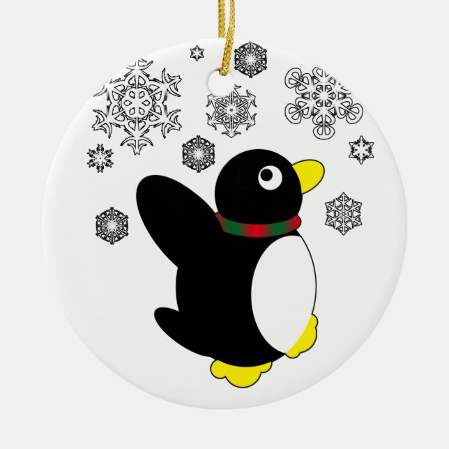 Holiday Penguin Ceramic Tree Decoration (Front)
