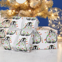 Holiday Penguin - twinkle red and green lights Wra