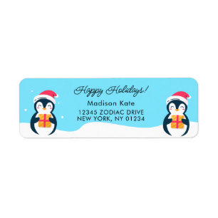 Holiday Penguins Return Address labels
