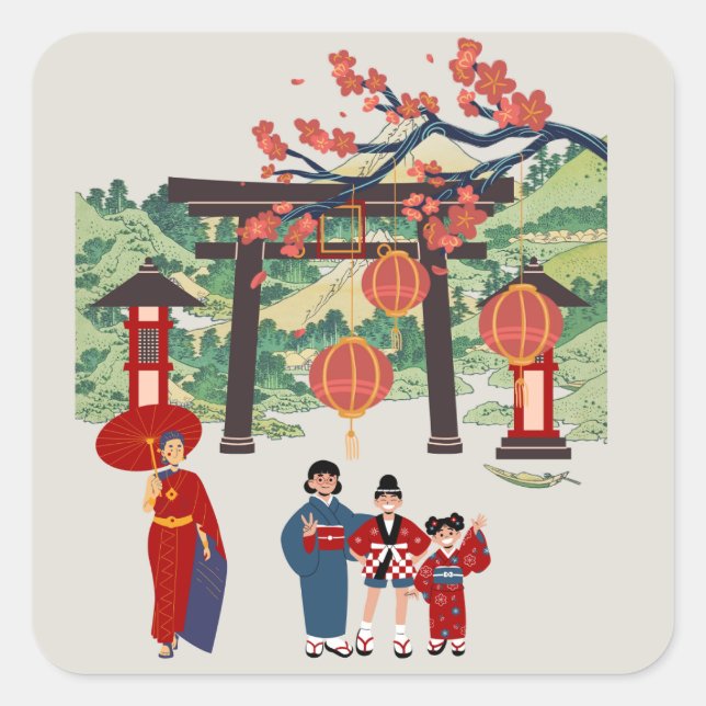 Holiday phone case square sticker (Front)