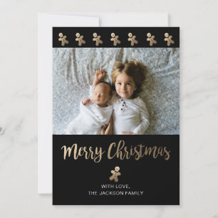 Holiday Photo Card Black & Gold - Gingerbread