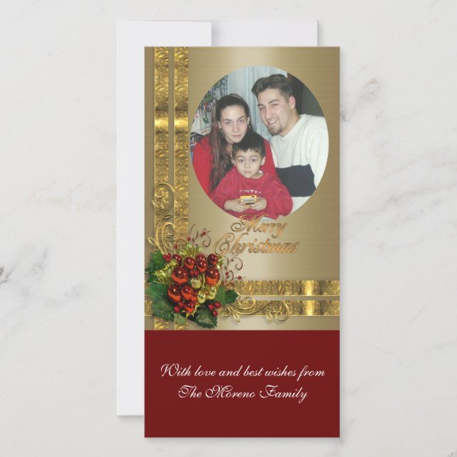 Holiday photo card classic red and gold (Front)