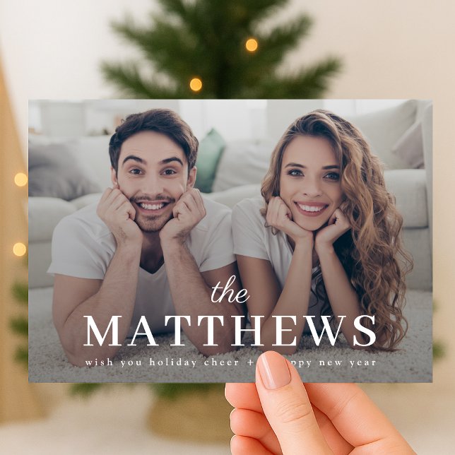 Holiday Photo Card | Modern Couple Mr & Mrs (Celebrate the season with a full photo landscape holiday card featuring your favorite memories)