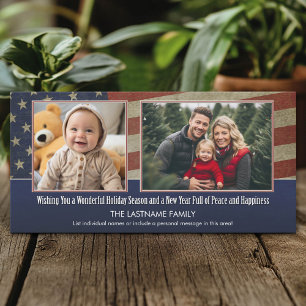holiday photo card with a patriotic theme