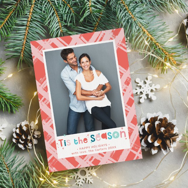 HOLIDAY PHOTO cheerful colours tis the season  Card (Creator Uploaded)