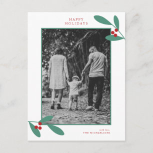 HOLIDAY PHOTO CHRISTMAS Modern Mistletoe Postcard