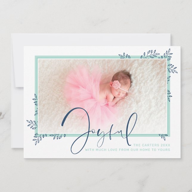 HOLIDAY PHOTO elegant baby botanical mint joyful (Front)