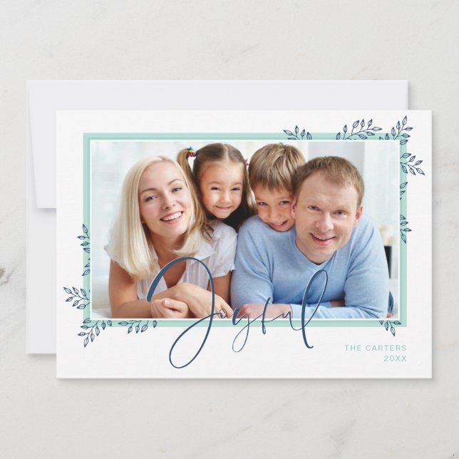 HOLIDAY PHOTO elegant botanical mint joyful (Front)