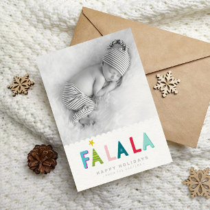 HOLIDAY PHOTO fa la la bold bright colourful type  Announcement