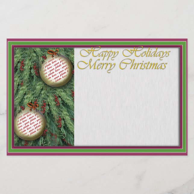 Holiday Photo Frame Writing Stationery (Front)