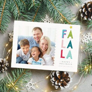 HOLIDAY PHOTO fun fa la la bold creative colourful Card