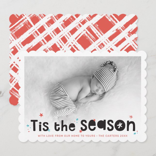 HOLIDAY PHOTO fun typography tis the season quote Card (Front/Back)