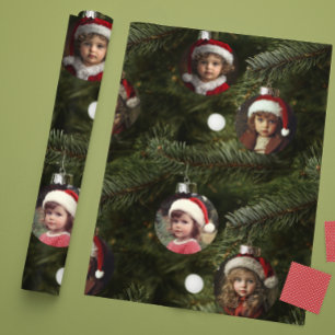 Holiday Photo Ornaments Custom Christmas tree Wrapping Paper