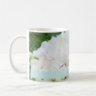 Holiday Photo White Blue Christmas Merry Christmas Coffee Mug