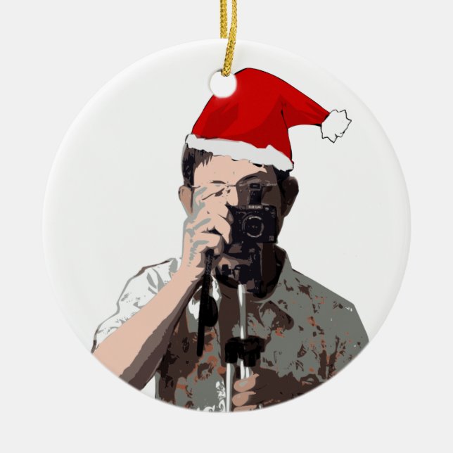 Holiday Photographer Ceramic Tree Decoration (Front)