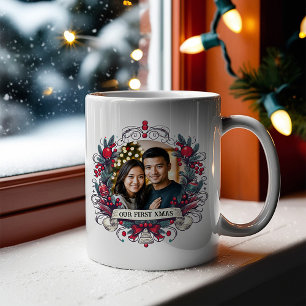 Holiday Photos In Merry Christmas Festive Wreath Coffee Mug