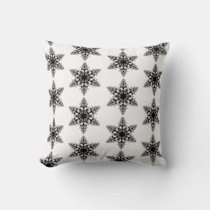 Holiday Pillow-Black & White Snowflake Cushion