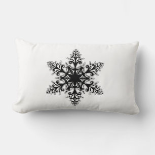 Holiday Pillow-Black & White Snowflake Lumbar Cushion