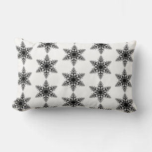 Holiday Pillow-Black & White Snowflake Lumbar Cushion
