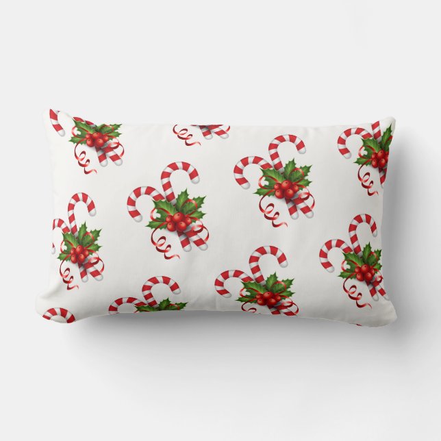 Holiday Pillow-Candy Canes Lumbar Cushion (Front)