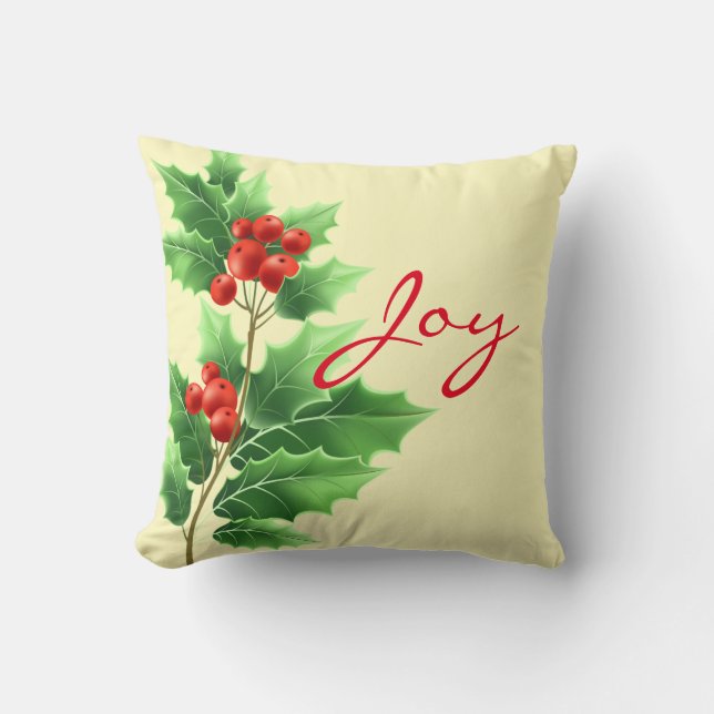 Holiday Pillow-Holly Cushion (Front)