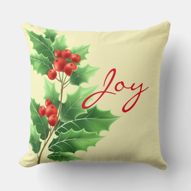 Holiday Pillow-Holly Cushion (Front)