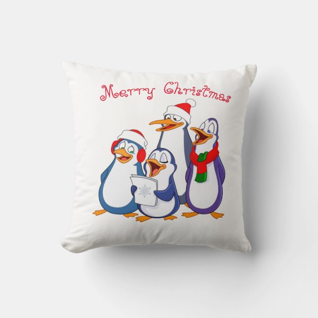Holiday Pillow-Merry Penguins Cushion (Front)