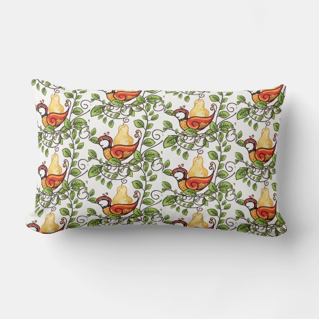 Holiday Pillow-Partridge Lumbar Cushion (Front)