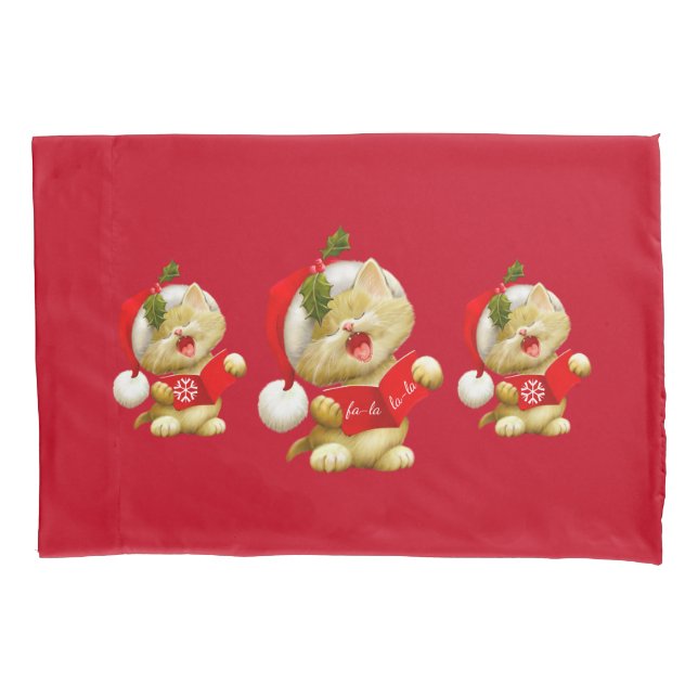 Holiday Pillowcase-Singing Kittens Pillowcase (Front)