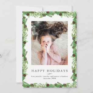 Holiday Pine and Chalkboard   Christmas Photo Card
