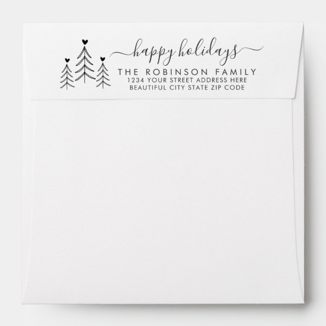 Holiday Pine Heart Family Return Address Envelope (Back (Top Flap))