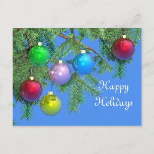 Holiday Pine on Blue Postcard