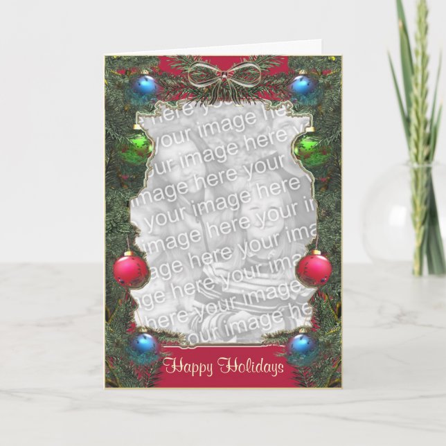 Holiday Pine Tall (photo frame) Card (Front)