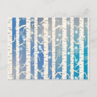 Holiday Pink and Blue Birch Tree with Snowflake
