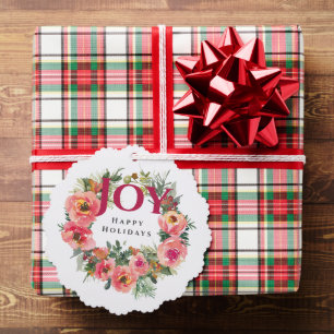 Holiday Pink Joy Wreath Botanical Tree Decoration Card