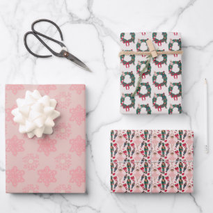Holiday Pink Nutcracker Snowflake Wrapping Paper Sheet