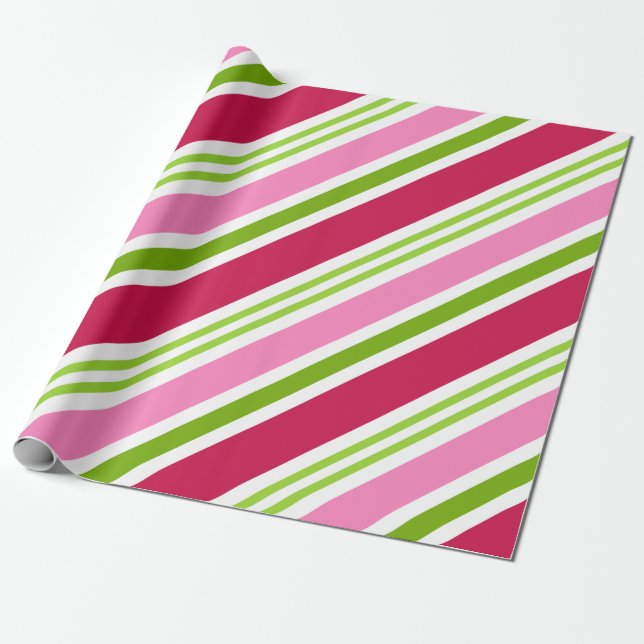 Holiday Pink Retro Candy Christmas Wrapping Paper (Unrolled)