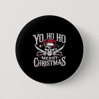 Holiday Pirate Yo Ho Ho Merry Christmas Santa Hat  6 Cm Round Badge