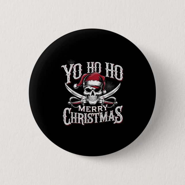 Holiday Pirate Yo Ho Ho Merry Christmas Santa Hat  6 Cm Round Badge (Front)