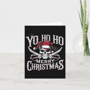 Holiday Pirate Yo Ho Ho Merry Christmas Santa Hat Card