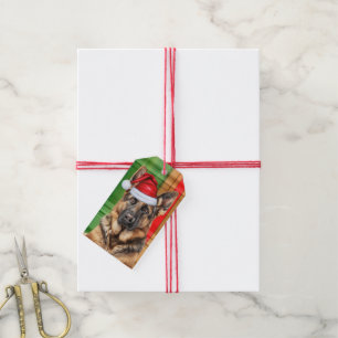 Holiday Plaid and German Shepherd Dog Christmas Gift Tags