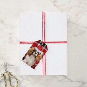 Holiday Plaid Cavalier King Charles Dog Christmas Gift Tags