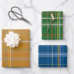 Holiday Plaid Christmas  Wrapping Paper Sheet<br><div class="desc">Hand drawn plaid pattern in 3 colours with mustard yellow,  forest green and navy blue backgrounds</div>