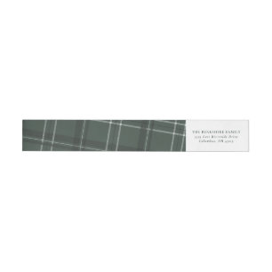 Holiday plaid green wrap around address label