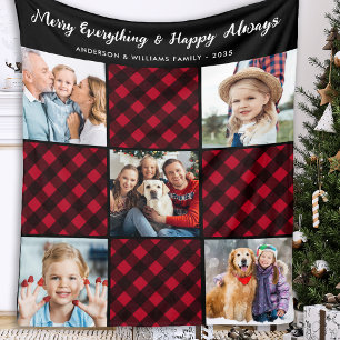Holiday Plaid Personalised Unique Quilt 5 Picture Fleece Blanket