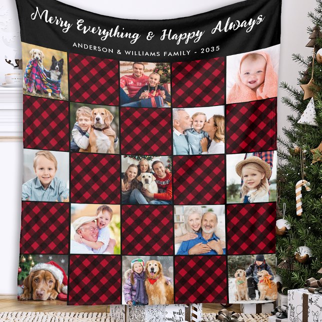 Holiday Plaid Personalised Unique Quilt Picture Fleece Blanket (Creator Uploaded)