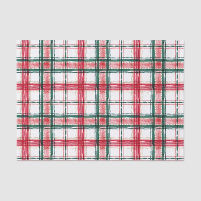 HOLIDAY PLAID Red Green Tissue Paper (Front)