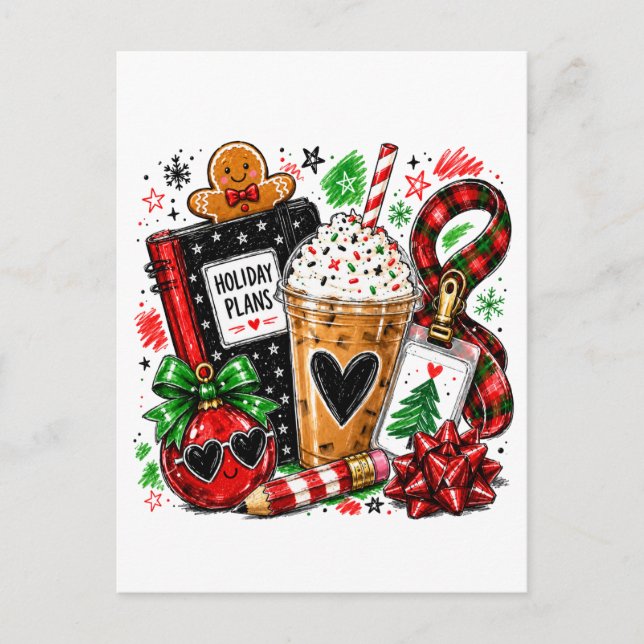 Holiday Plans & Coffee Invitation Postcard (Front)
