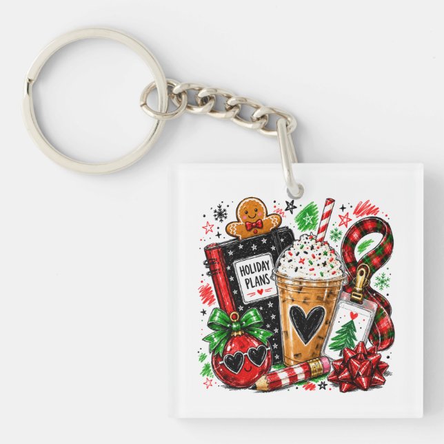 Holiday Plans & Coffee Key Ring (Front)
